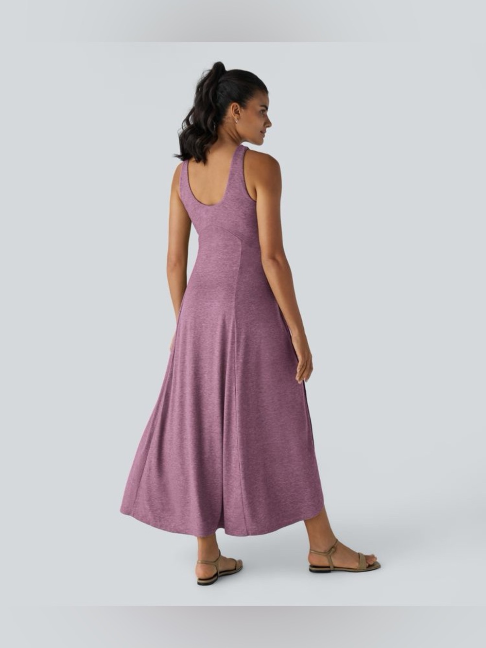 Halara U Neck Flowy Maxi Casual Mauve  Tank Dress, Size M - Picture 3 of 9